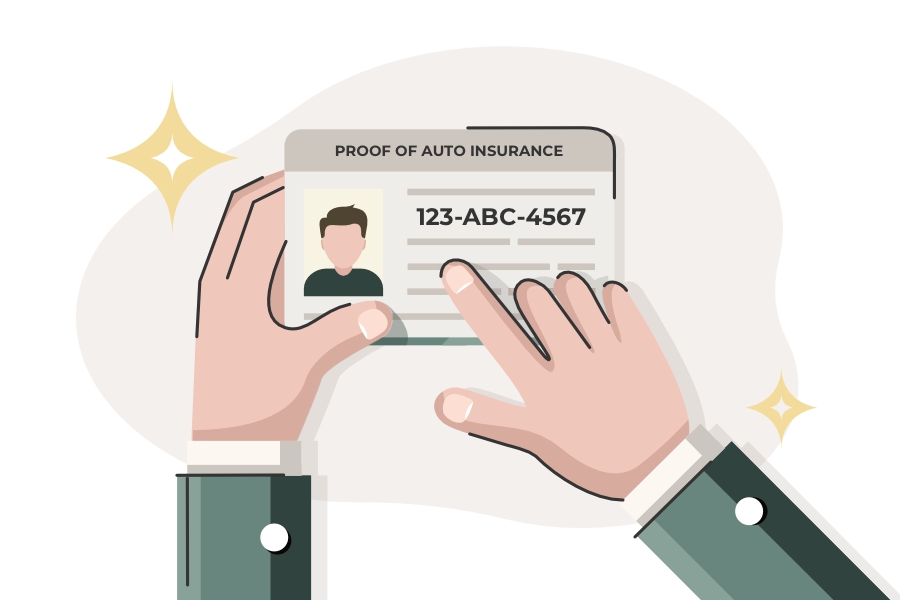 Graphic of car insurance policy number and card