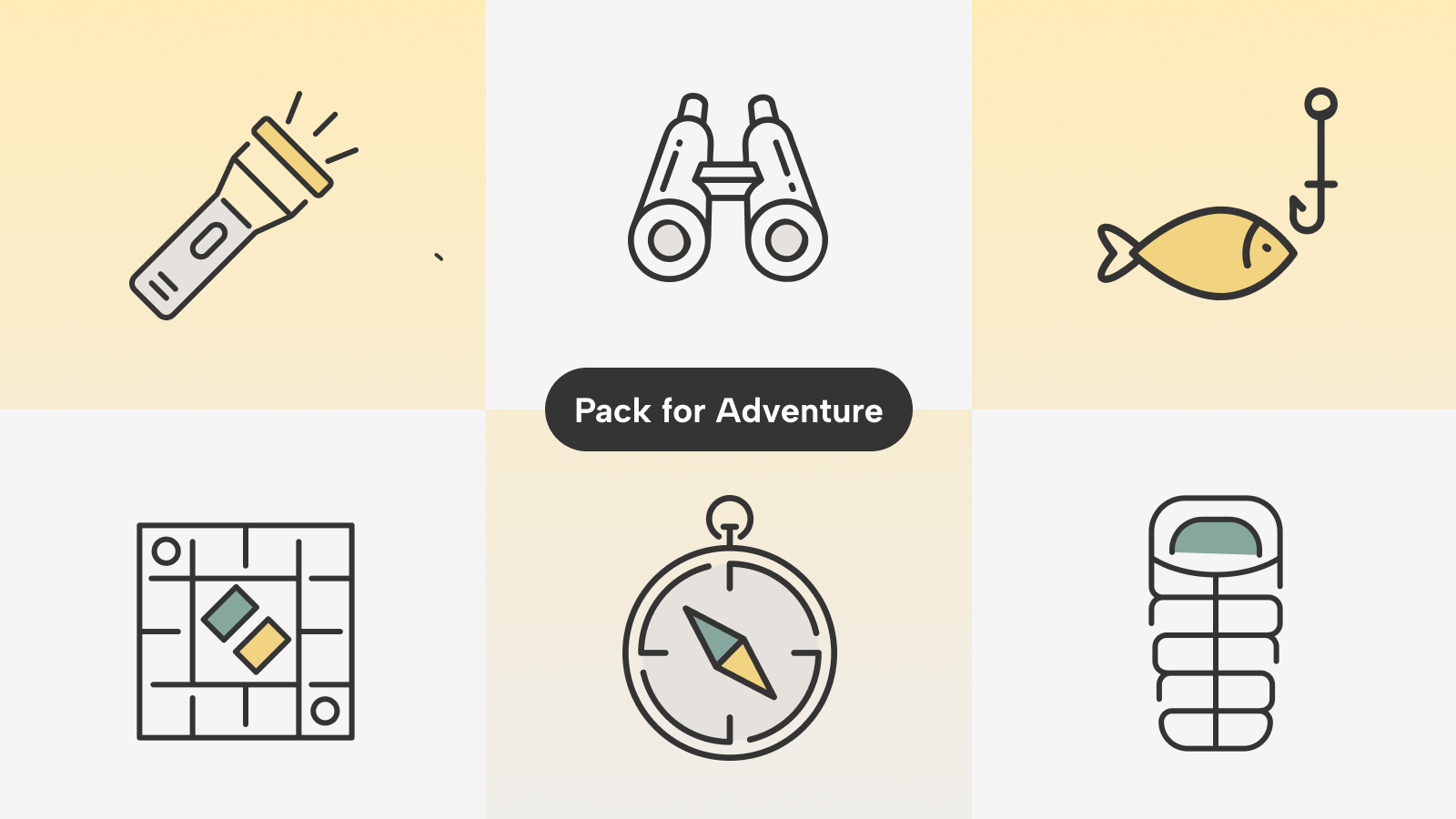 Car essentials for fun, camping, entertainment graphic