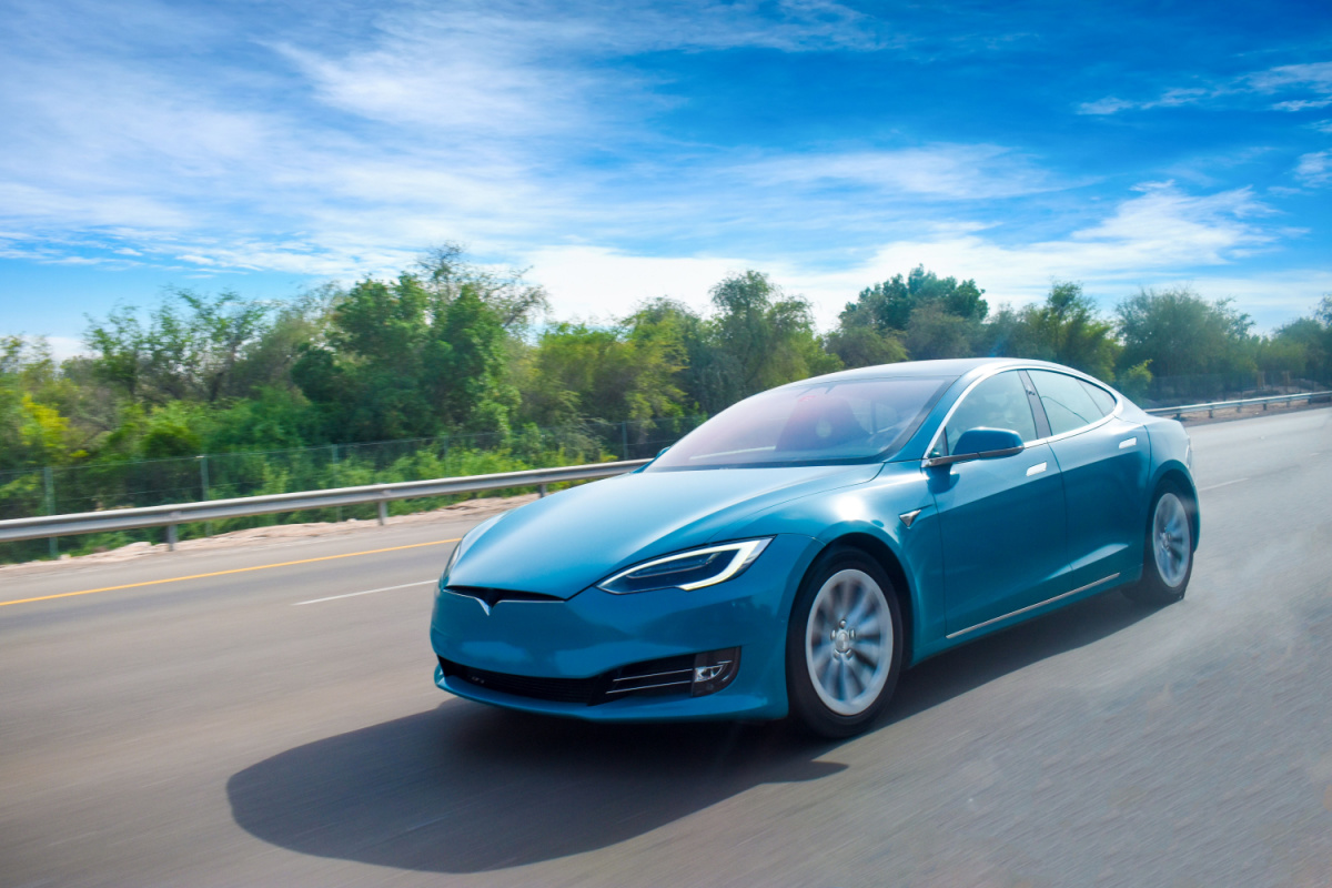 Electric vehicle on the road