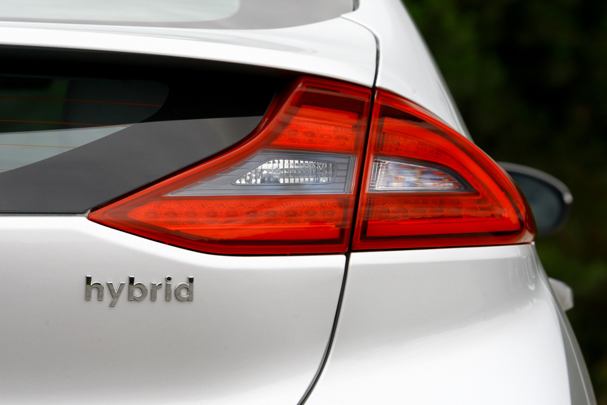 Close up on a hybrid car