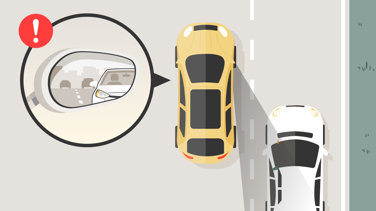 Graphic of two cars, one in the blindspot