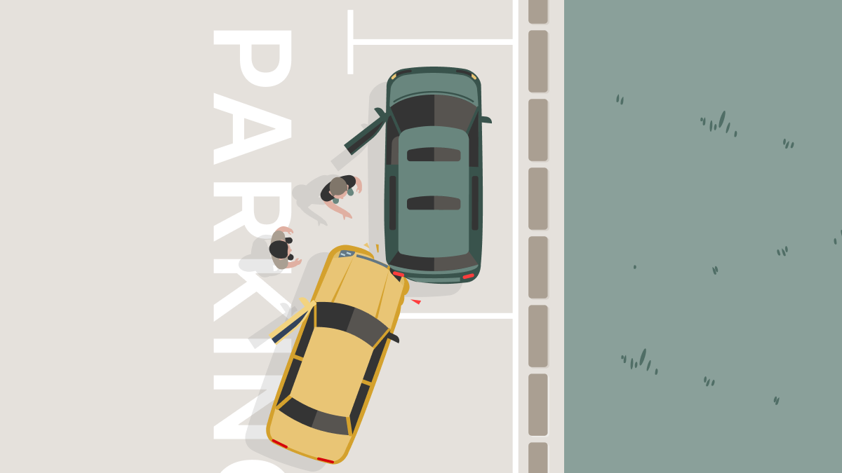 Graphic of a car hitting another parked car